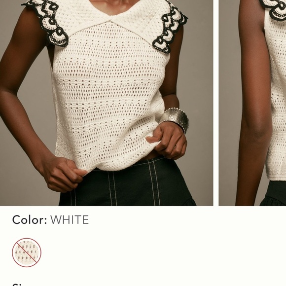 Anthropologie Sweaters - Anthropologie White Crochet Top with Black Accents.